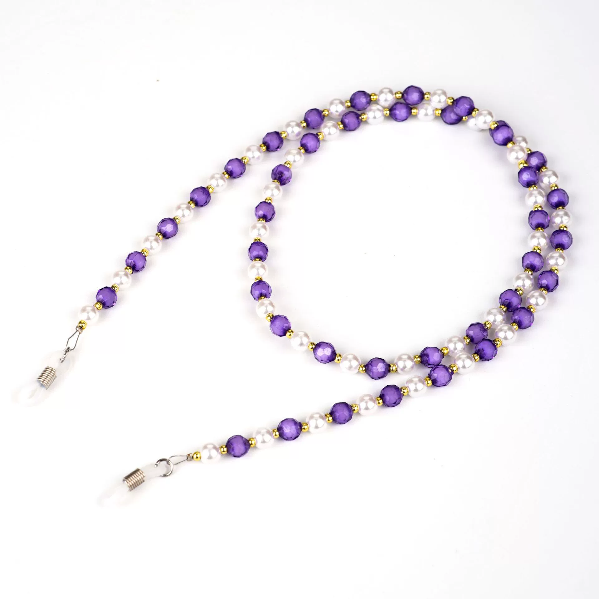 Eyeglass Chain, Pearl-Style Beads with Multicolour Chain Strap, 22 cm