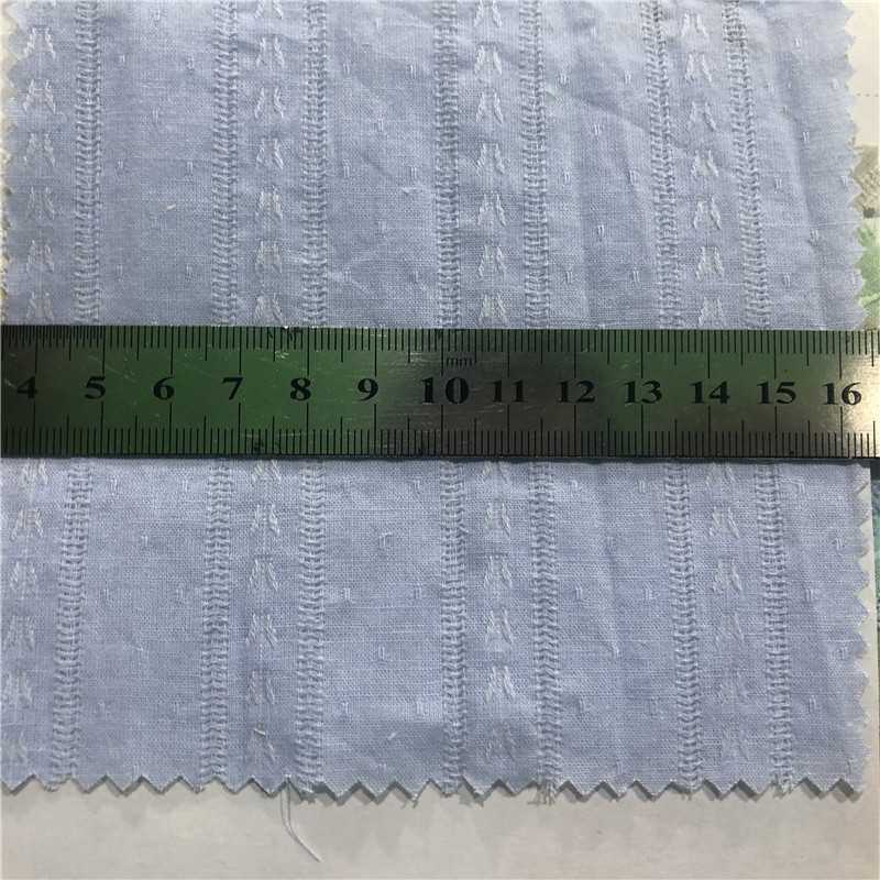 沙罗提花面料 镂空条纹提花衬衣布 上衣裙装条子布 梭织全棉洗水