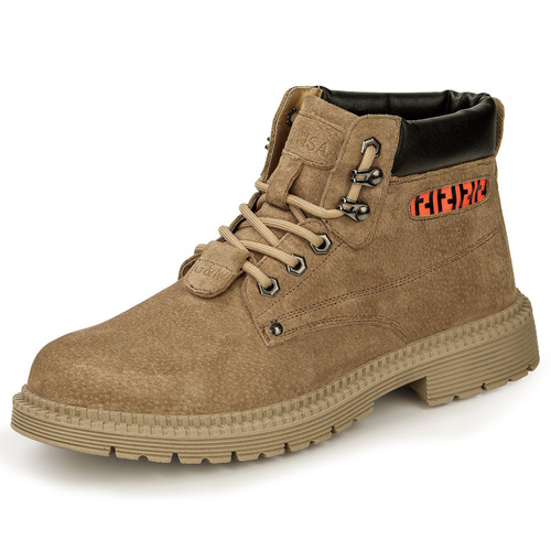 High-top labor protection shoes for men, anti-smash, anti-puncture, steel toe, wear-resistant, non-slip, comfortable, lightweight safety protective boots cross-border