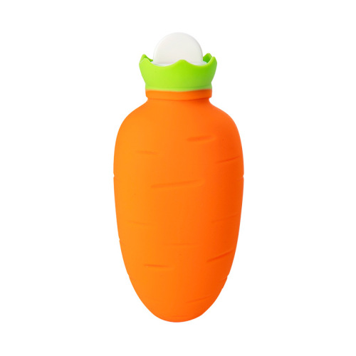 Winter Creative Water-Filled Hot Bag Cute Student Silicone Warm Hand Warmer with Fleece Outer Carrot Portable Hand Warmer