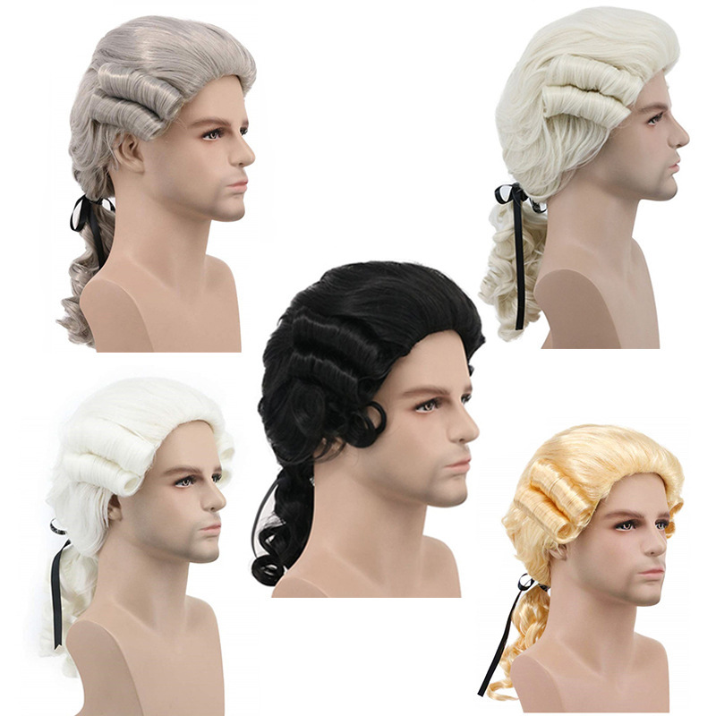 Cosplay Masquerade Male Baroque Colonial Male Wig High Temperature Silk Chemical Fiber Headgear Wig