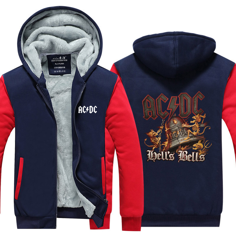 ACDC Band Rock Metal European and American Sweater Jacket Hoodie Zipper Clothes Surrounding Men's Velvet Thickened