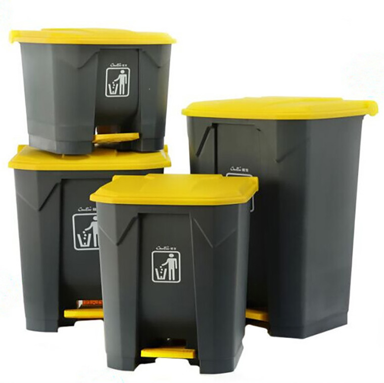 87L脚踏式垃圾桶 长方形塑料垃圾桶 户外方形弹盖收纳桶