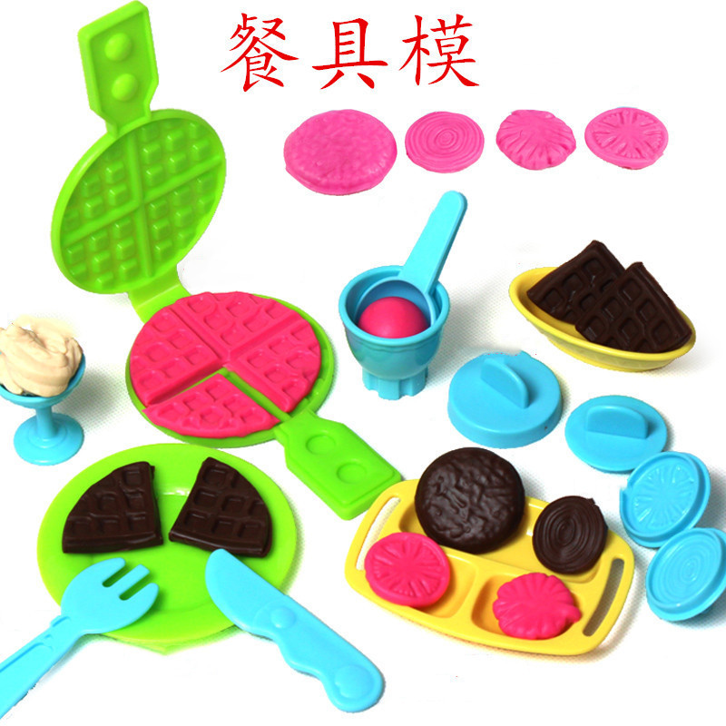 Color mud waffle tableware dish ice cream cup gourmet plasticine children's handmade dessert pastry impression wholesale