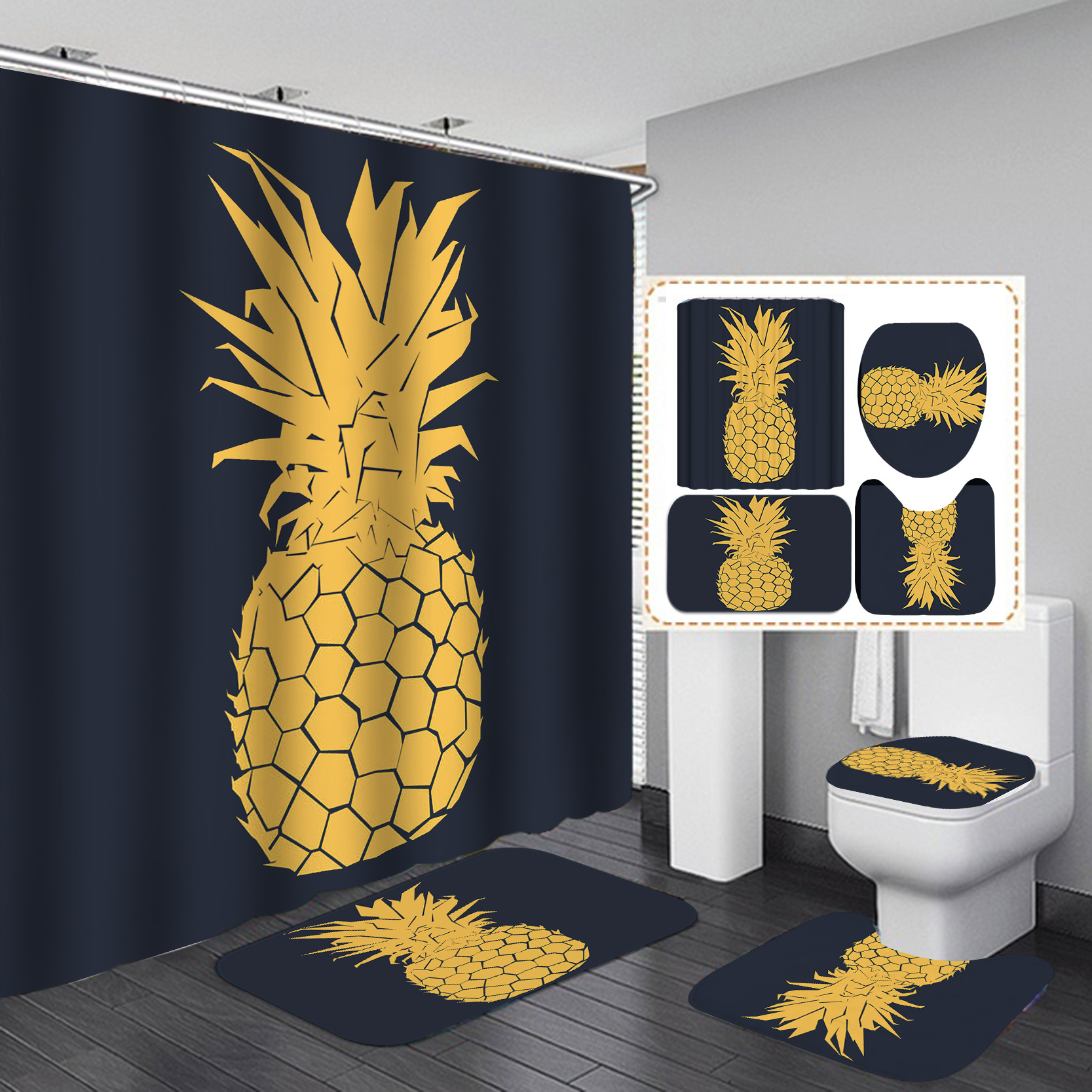 Amazon transfronteriza Venta caliente Impresión digital Baño serie de frutas Cortina de ducha Cortina de suministro directo de fábrica al por mayor