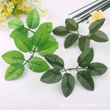 丝印布叶六片玫瑰叶仿真花绢花射骨叶人造花仿真深浅六片玫瑰叶