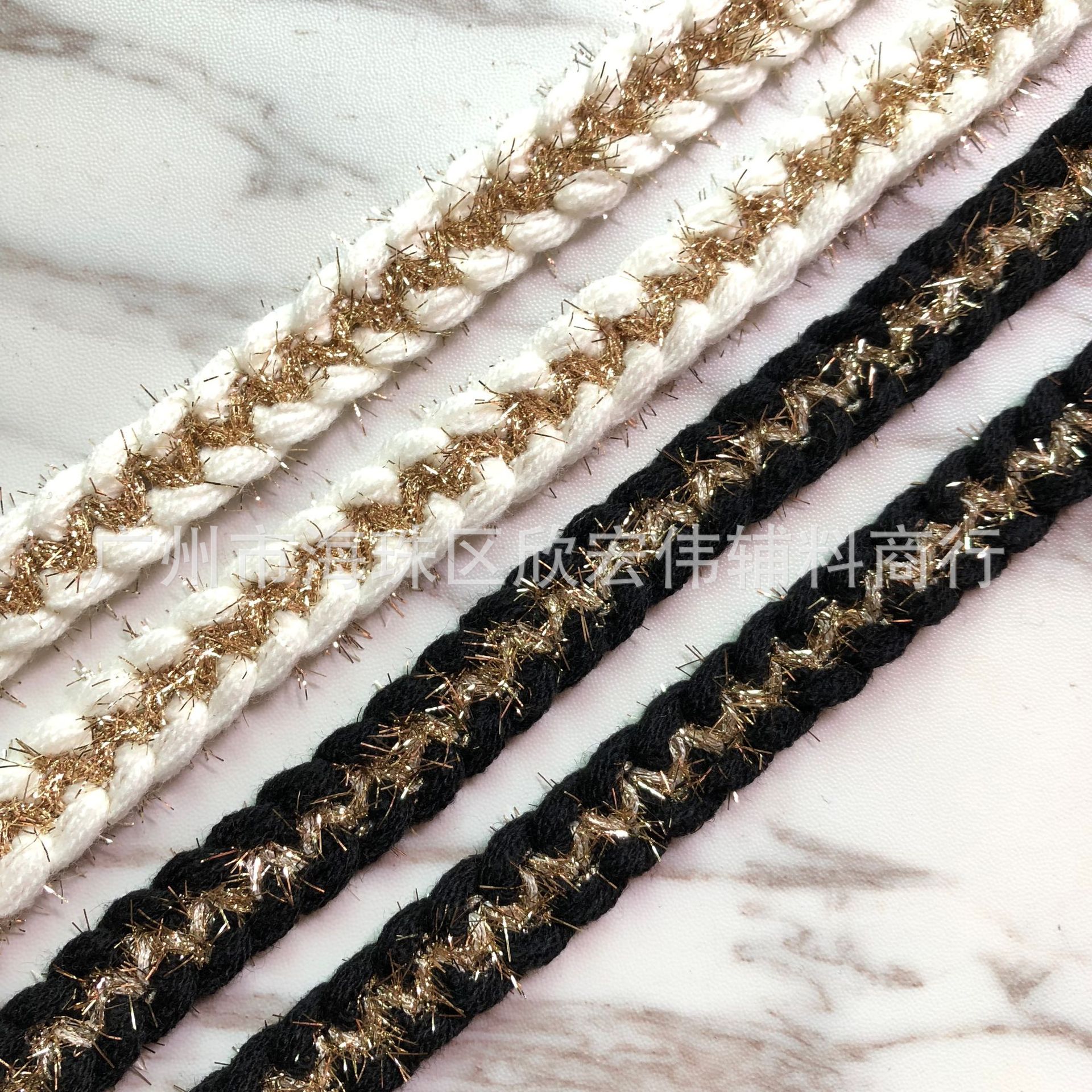 厂家   2cm 三股辫金葱色毛线间色花边织带DIY头饰品带民族花边