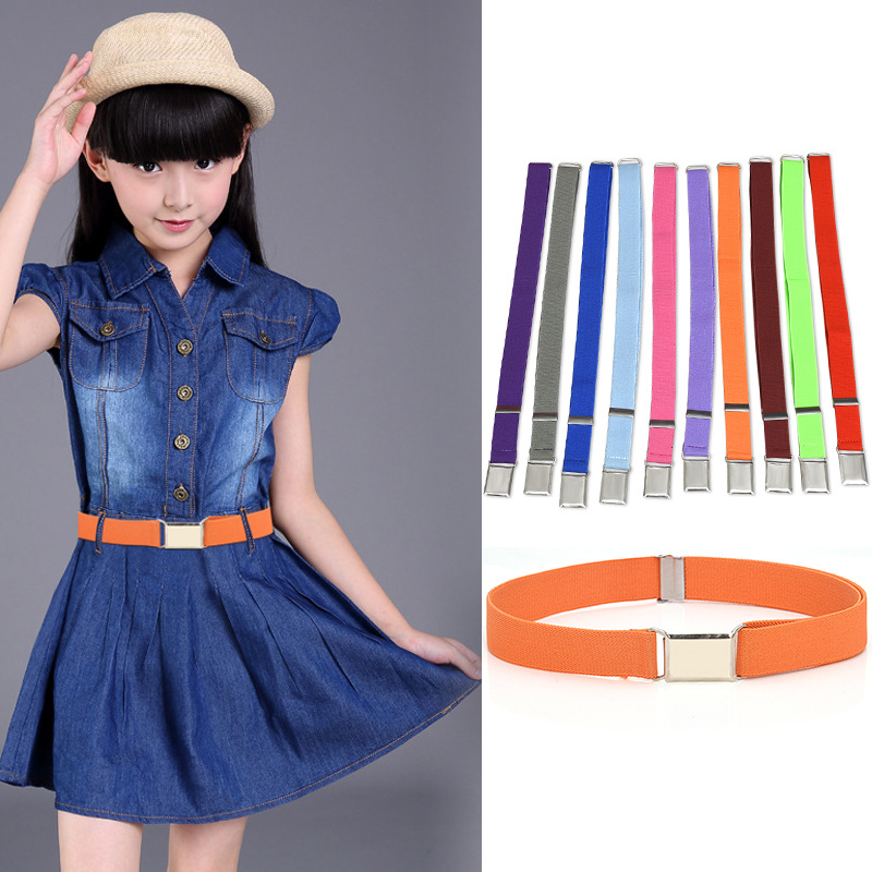 Suministro transfronterizo cinturón para niños y niñas banda elástica monocromo pantalones cinturón longitud ajustable en stock