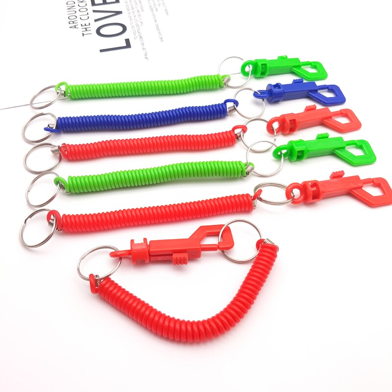 Factory direct supply plastic spring rope telephone line anti-lost key chain plastic key chain spring ball chain P-shaped buckle