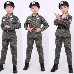 Children's Autumn/Winter Fleece Camouflage Suit Set for Boys and Girls, Student Performance Costume