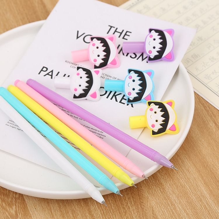 Creativo papelería dibujos animados Maruko gel pluma lindo estudiante examen negro agua pluma de alta calidad Oficina firma pluma