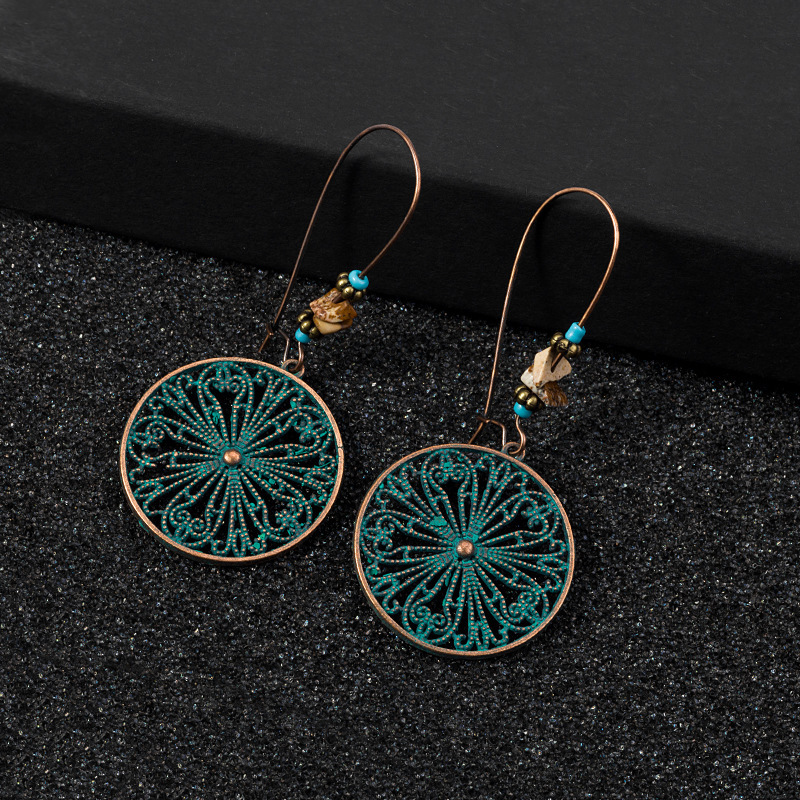Bohemian ethnic style retro hollow pattern geometric earrings exaggerated fashion personality cross-border earrings eardrop