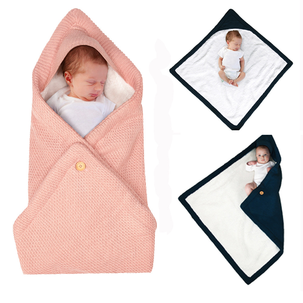 ins Hot Selling Baby Jacquard Fleece Sleeping Bag Multipurpose Cart Thickened Knitted Cart Button Sleeping Bag Blanket