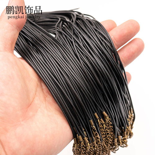 45cm bronze wax rope necklace, black leather rope pendant cord, Amazon wax cord pendant, hanging accessory cord, cross-border