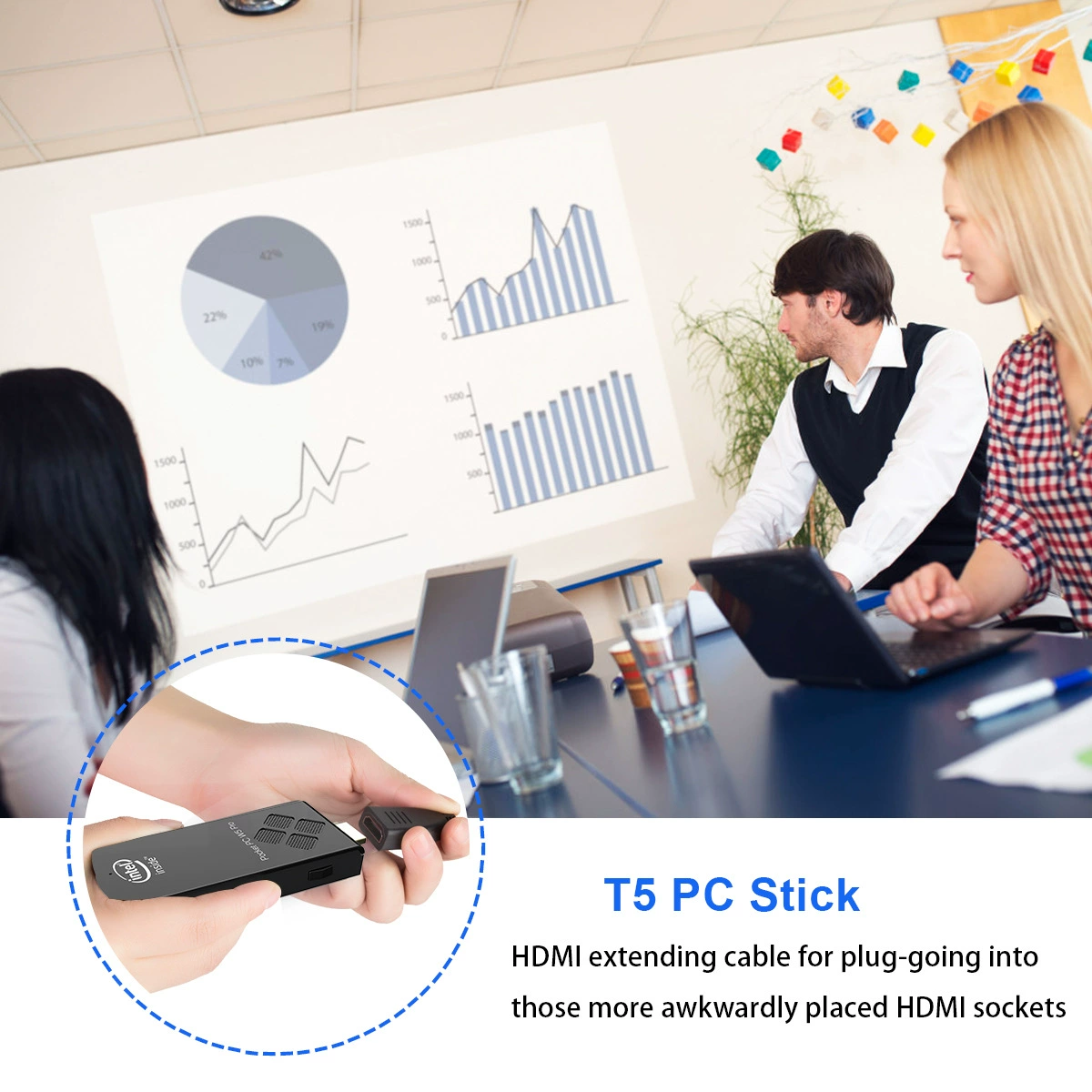 Pocket PC W5 Pro quad-core mini Windows 10 stick, 2 GB RAM 32 GB eMMC