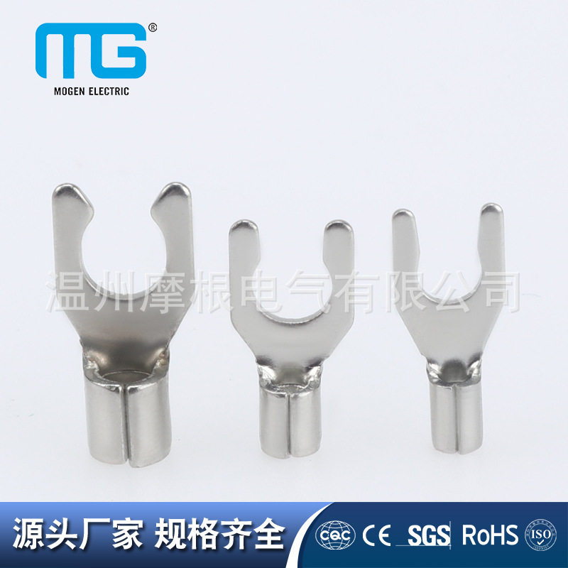 厂家直供Y型冷压接线端子SNB叉形裸端头铜线耳叉形铜鼻子连接器