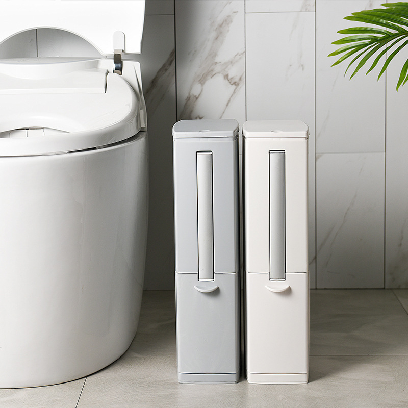 Trash Can, Bathroom Narrow Gap Toilet Brush, Classified Sanitary Bucket, Toilet Flat Cleaning Brush, Storage Bucket, Gap Storage