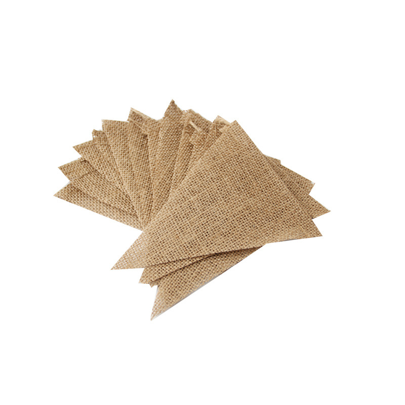 Banderas de triángulo de lino de 13 piezas banderas de boda retro europeas y americanas suministros de boda banderas de cuerda de decoración de boda europeas y americanas al por mayor