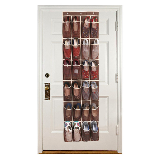 24-grid non-woven fabric bedroom multi-functional hanging bag storage bag for girls' dormitory, door-hanging shoe bag, wearable shoe storage