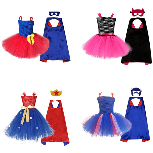 Children's Hero Costume Foreign Children's Clothing European and American Girls' Dresses Wonder Woman Superman Hero Costume Set