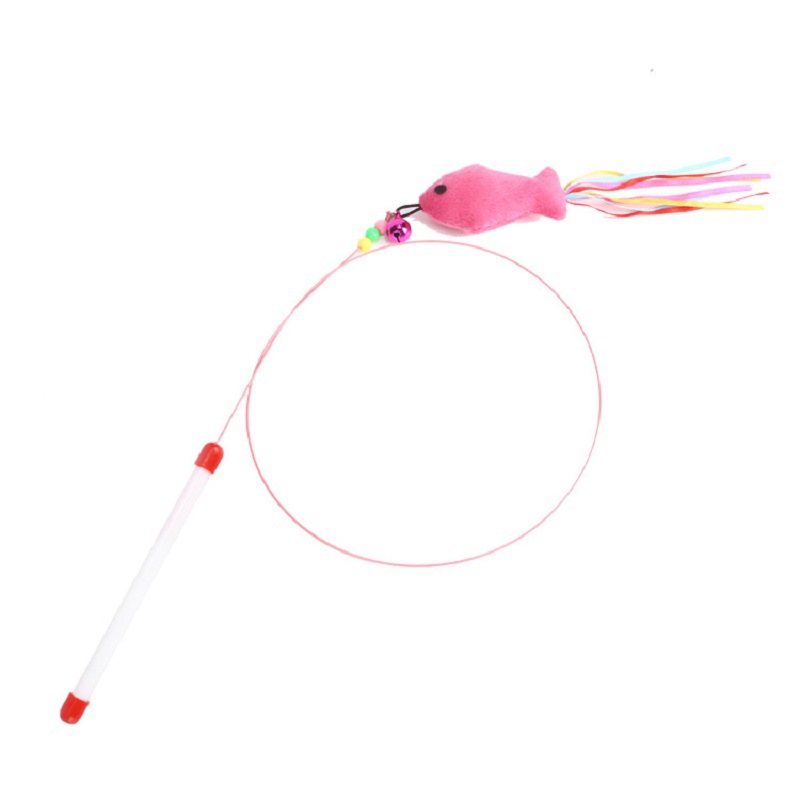 Divertido gato palo alambre de acero color menta tipo de pescado con campana gato juguete gato volador gato divertido juguete en stock