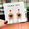 Earrings, accessory, fashionable silver needle, silver 925 sample, internet celebrity