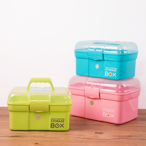 Household medicine box transparent storage box organizer plastic portable portable storage box cosmetics storage box