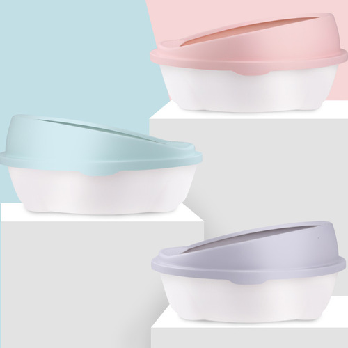 Pet open cat litter box, semi-enclosed, detachable, anti-splash cat litter box, cat toilet with cat litter scoop