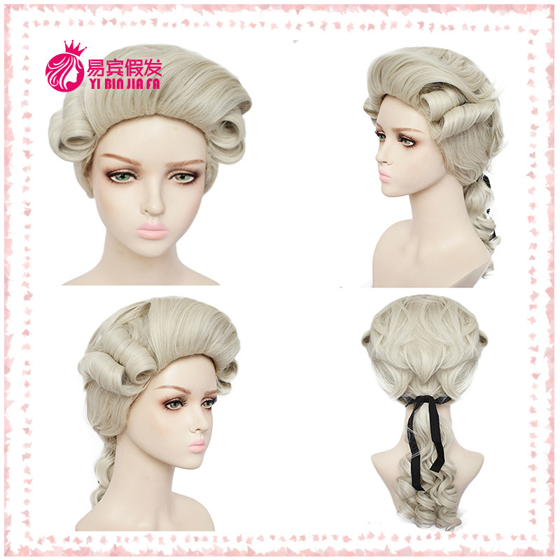 Cosplay Masquerade Baroque Long Curly Wig Colonial Wig Elegant Classical Straight Hair Retro Style