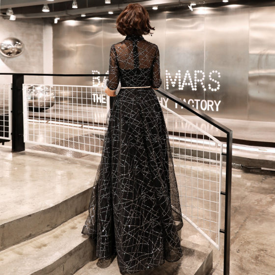Starry Evening Dress Women's 2024 New Dinner Ladies Fashion Banquet Black Long Birthday Dress