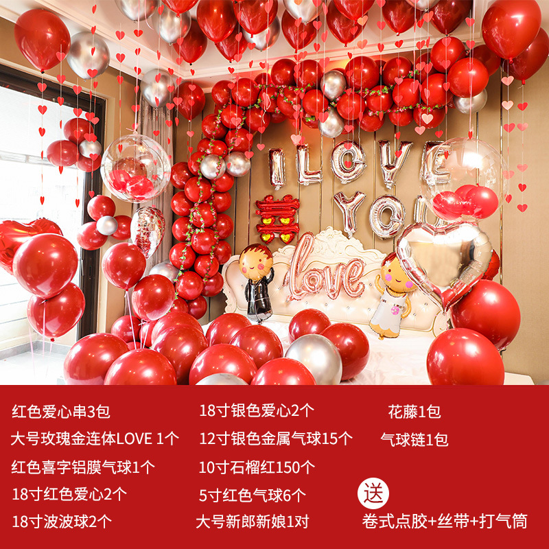 Decoración de la habitación de la boda traje de globo de la boda 10 pulgadas Granada roja Bola de látex boda nueva casa dormitorio decoración suministros