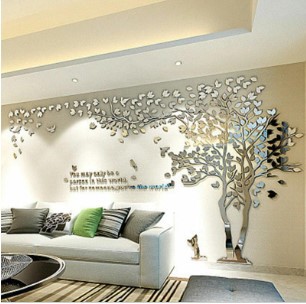 Sticker mural 3D en acrylique M53 - Chiot Big Tree - Magasin d'usine transfrontalier - Pour salon, chambre, canapé, fond TV_voghion.com