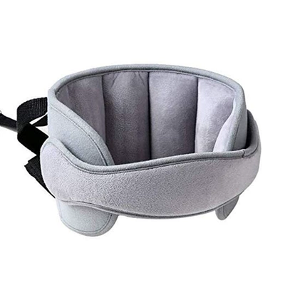 Car-Mounted Baby Headrest Fixation Strap, Child Car Safety Seat Head Support, Sleep Aid Belt, Protective Pad (Headrest) - grey