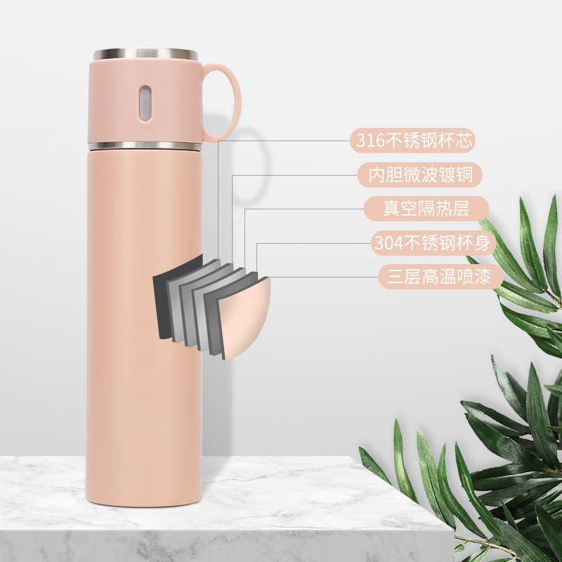 Nueva taza de vacío de acero inoxidable 316 taza de vacío recta portátil artística con tapa simple fresco al por mayor