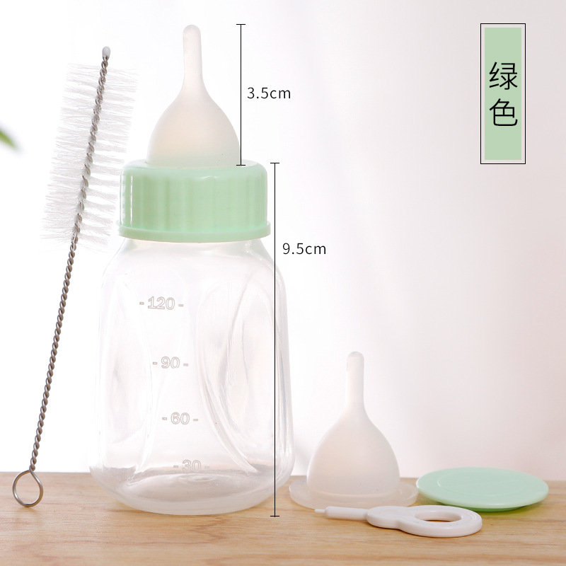 En stock al por mayor pipitao anti-desbordamiento doble pezón botella de alimentación para mascotas 120ml botella de alimentación de gato botella de alimentación de agua cachorro