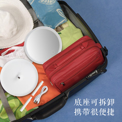 跨境led化妝鏡子帶燈台式usb美妝小鏡子充電三色美妝化妝鏡桌面隨