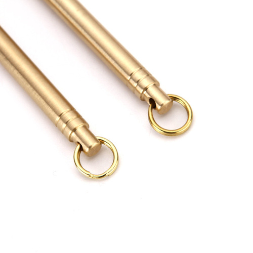 Brass portable waterproof bin titanium alloy toothpick combination toothpick ear spoon barrel portable simple fruit pick