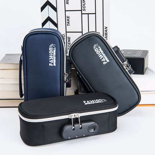 Cross-border Amazon simple password lock large-capacity pencil case high school student pencil case portable canvas stationery storage bag