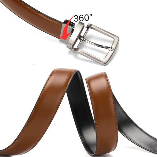 Belt men's rotating pin buckle belt buckle double-sided belt manufacturer belt cowhide men's belt drop shipping