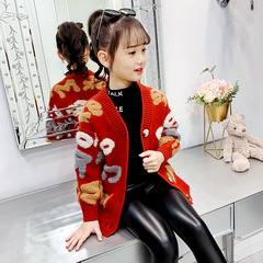 Children's Thick Sweater 2024 New Spring Model Extended Length Knit Top for Girls Fashion Cardigan Outerwear