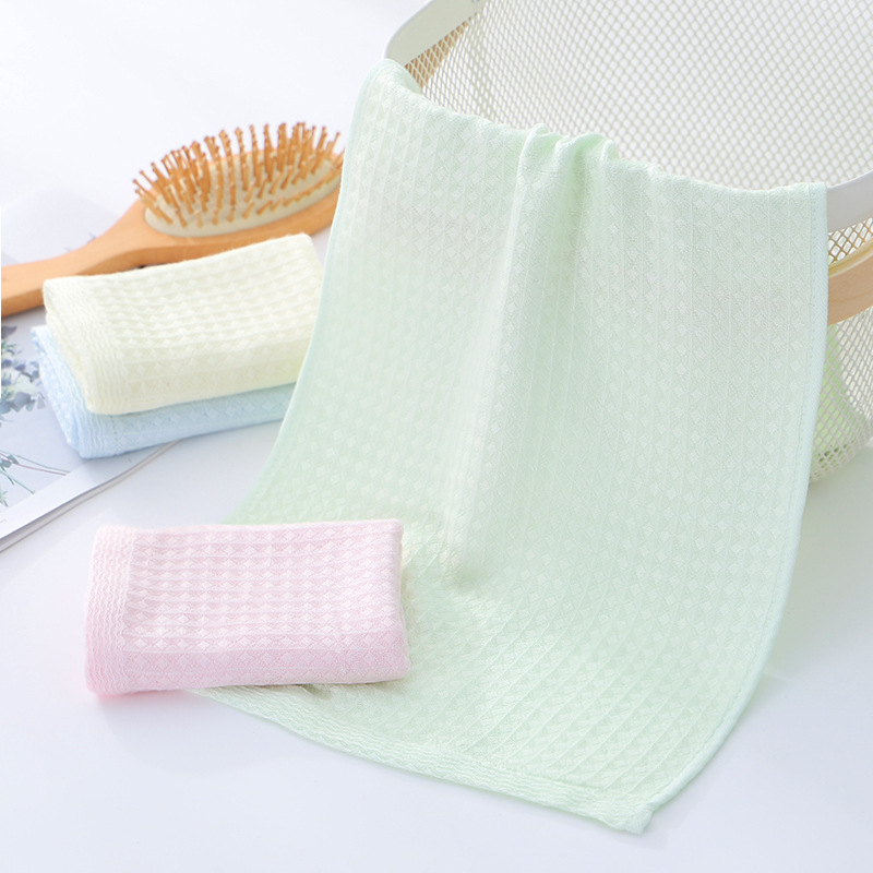 New double-layer bamboo fiber waffle towel gauze honeycomb infant and child face towel face towel factory wholesale