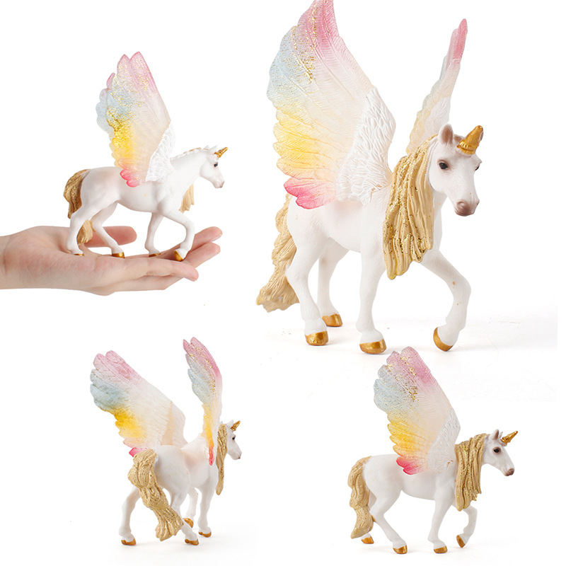 Transfronterizo Diversión infantil mito Dios Bestia juguete grande unicornio Arco Iris modelo de caballo Pegaso elfo ovejas adornos