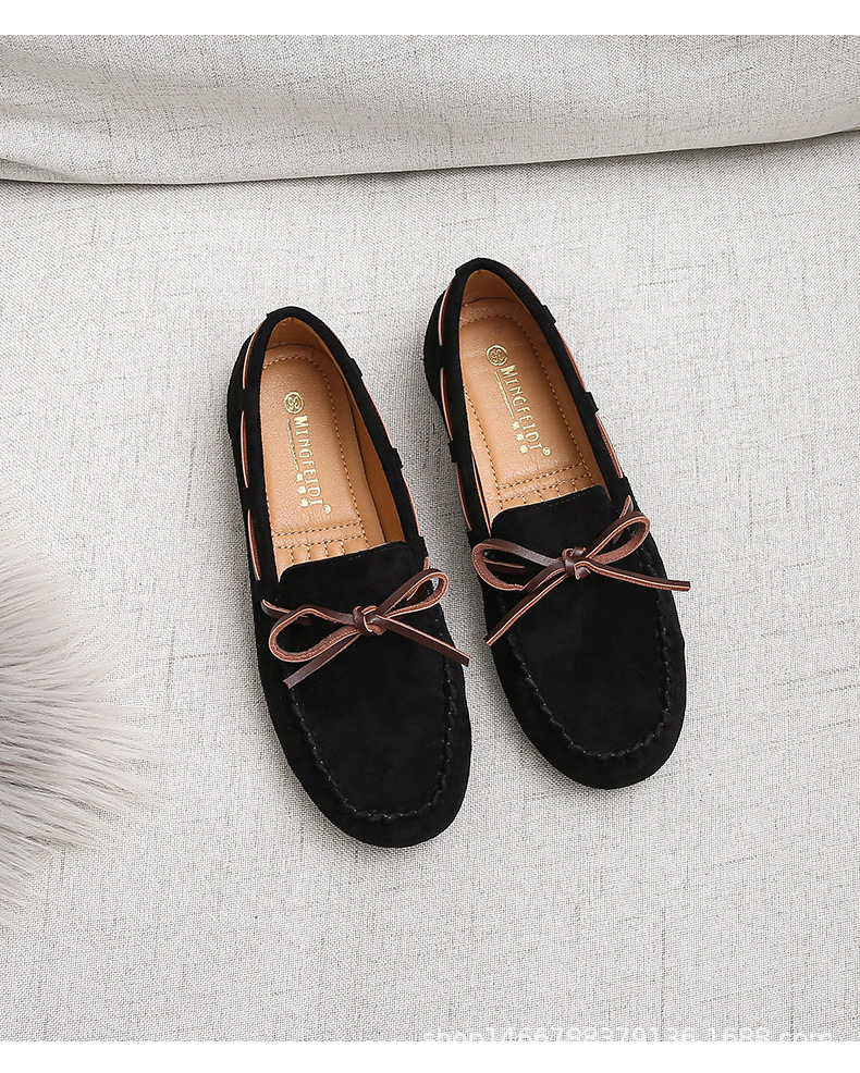 Mocasines de terciopelo de algodón de las mujeres Otoño e Invierno Nuevo color plano a juego arco zapatos de mujer embarazada más tamaño Internet celebridad zapatos de mujer 41-43