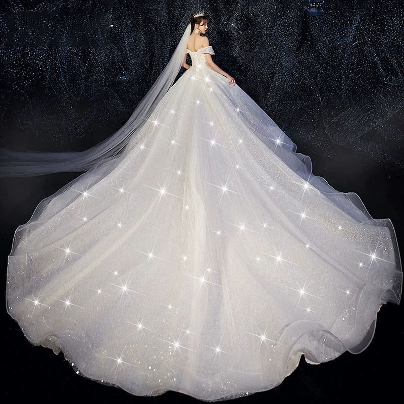 Свадебное платье 2025 Новый Mori Bride Dragon Tail Shoulder Net Red Douyin Суперфея Мечта класса люкс