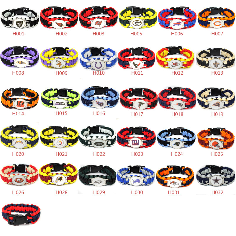 32 NFL football team umbrella rope bracelet lifesaving bracelet Cowboys paracord bracelet
