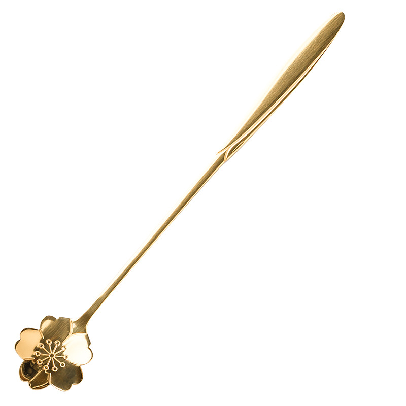 Shanen linda flor cuchara de acero inoxidable cuchara de mango largo cuchara de helado cuchara de mezcla de café cuchara de postre cuchara pequeña cuchara