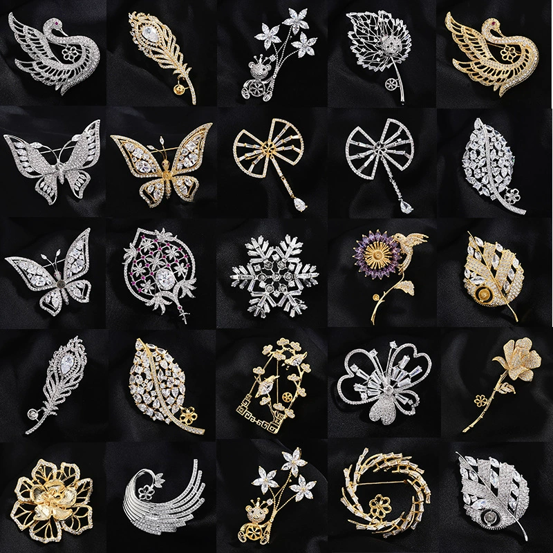 Fashionable zirconium, brooch, accessories lapel pin from pearl, Korean style