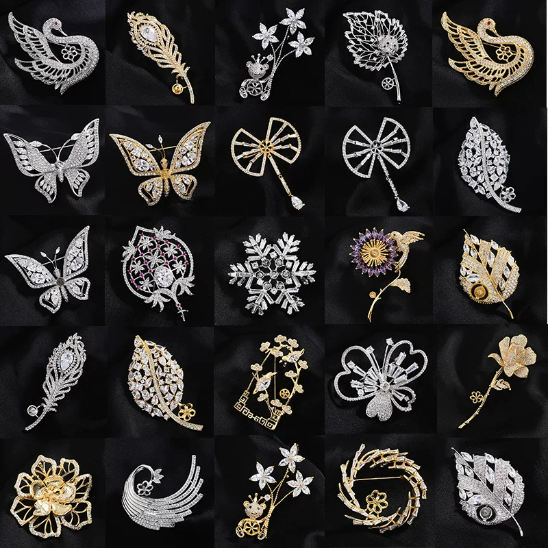 Fashionable zirconium, brooch, accessories lapel pin from pearl, Korean style