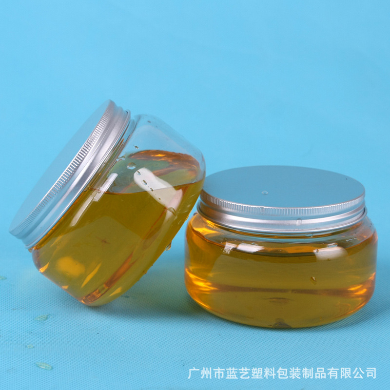 300ml铝盖发膜瓶  pet塑料瓶  透明糠果罐 广州厂家 广口大肚瓶圆