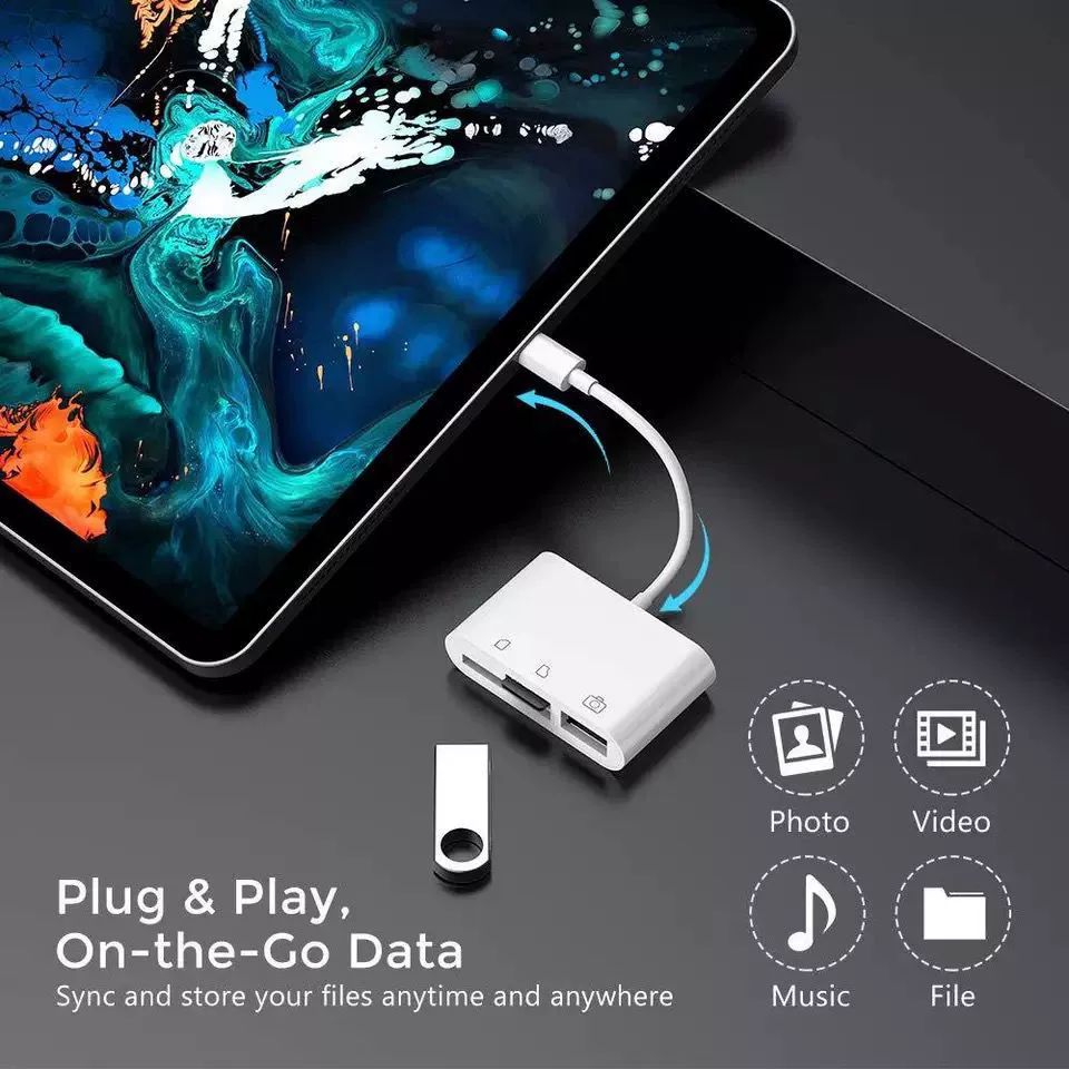 Type-C triple OTG multi-function card reader supports SD TF memory card OTG function and charging function